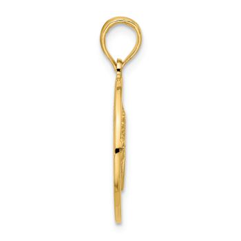 14k Yellow Gold Textured Claddagh Circle Pendant