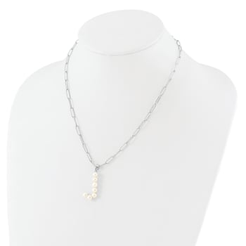Rhodium Over Sterling Silver 3-5.5mm Freshwater Cultured Pearl LETTER J
18-inch Necklace