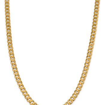 14k Yellow Gold 7.5mm Solid Open Concave Curb 24 Inch Chain