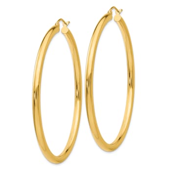 14k Yellow Gold Polished 2 3/16" Tube Hoop Earrings