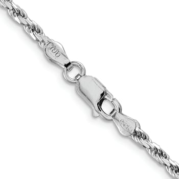 Rhodium Over Sterling Silver 2.5mm Diamond-cut Rope Chain