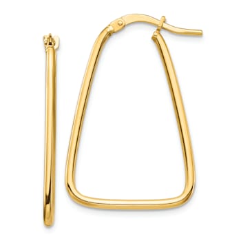 14k Yellow Gold 1 3/16" Polished Triangle Hoop Earrings