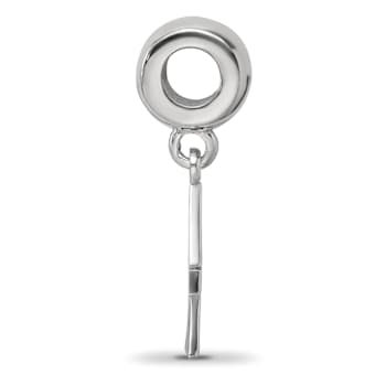 Rhodium Over Sterling Silver LogoArt Delta Zeta Vertical Letters Bead