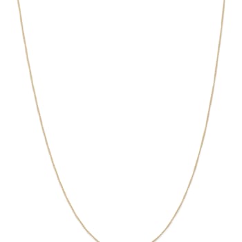 14k Yellow Gold 0.5mm Solid Curb 18 Inch Chain