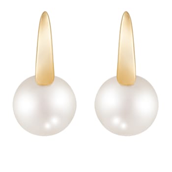 White Cultured Freshwater Pearl 14k Yellow Gold Earrings 8-8.5mm