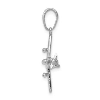 Rhodium Over 14k White Gold Low-Wing Airplane Pendant
