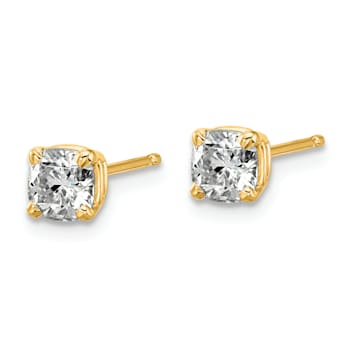 14K Yellow Gold 3/4ct. 4.5mm Cushion G H I True Light Moissanite Earrings