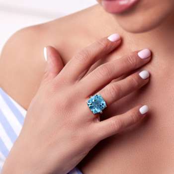 Sky Blue Topaz 14K White Gold Ring 18.45ctw