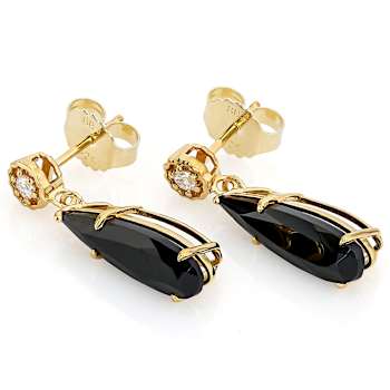 Black Spinel Pear And Lab-Created Moissanite Earrings In 18K Gold Over
Sterling Silver 5.24ctw