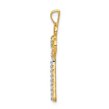 Rhodium Over 14K Yellow Gold with White Rhodium Diamond Club Key Pendant