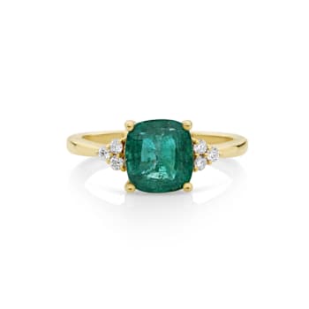 2.18 Ctw Emerald With 0.12 Ctw White Diamond Ring in 14K YG