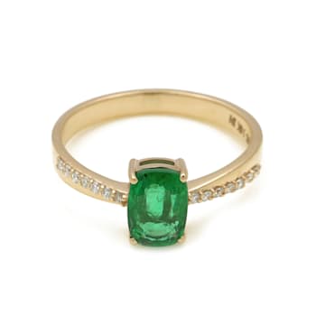 1.30 Ctw Emerald with 0.09 Ctw Diamond ing in 14K YG