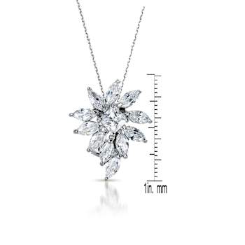 Marquise CZ Starburst Pendant Necklace In Sterling Silver