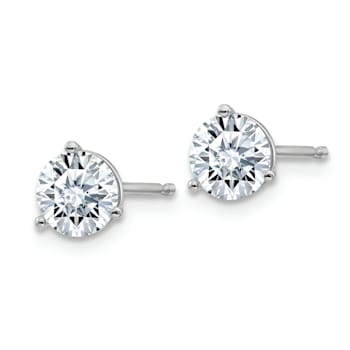 Rhodium Over 14K White Gold 1ct. 5.0mm Round J-K Color Moissanite Earrings