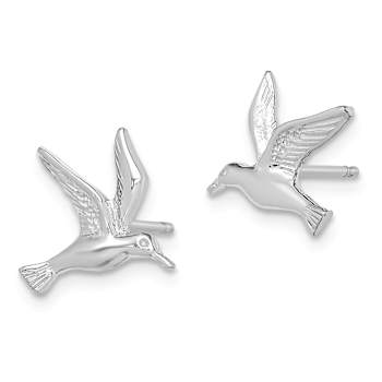 Rhodium Over 14k White Gold Polished Seagull Stud Earrings