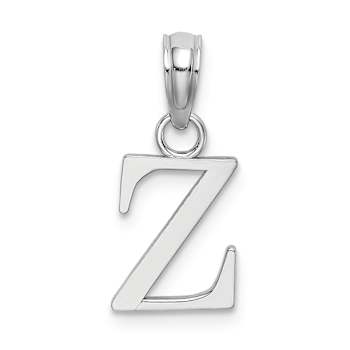 Rhodium Over 14k White Gold Polished Block Letter Z Initial Pendant