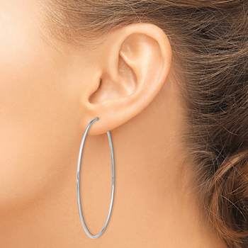 Rhodium Over 14k White Gold 2 3/8" Polished Endless Tube Hoop Earrings