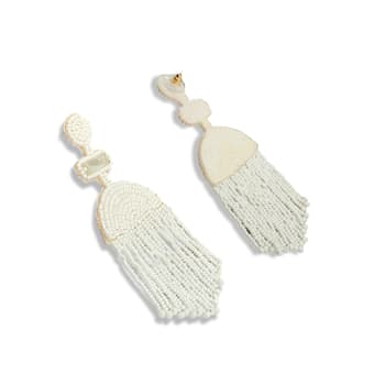 White Fringe Seed Bead Earring