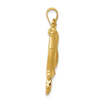 14k Yellow Gold Solid Polished and Textured Open-backed Rooster Pendant