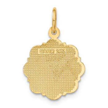 14k Yellow Gold Textured RN Registered Nurse Disc Pendant
