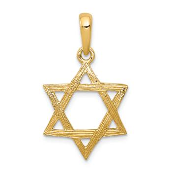 14k Yellow Gold Textured Star of David Pendant