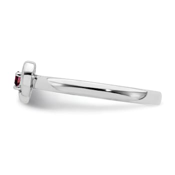 Sterling Silver Stackable Expressions Lab Created Ruby Heart Ring 0.08ctw