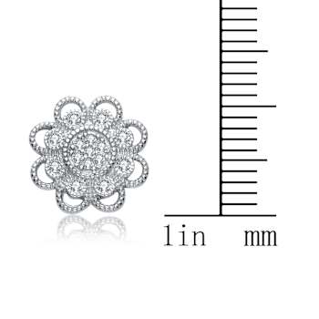 Lace CZ Stud Earrings In Sterling Silver