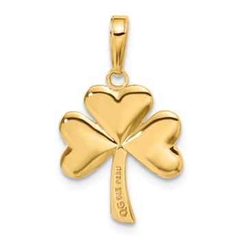 14K Yellow Gold Polished Solid Shamrock Pendant