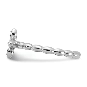 Rhodium Over Sterling Silver Stackable Expressions Cross Lab Created
Sapphire Ring 0.1ctw