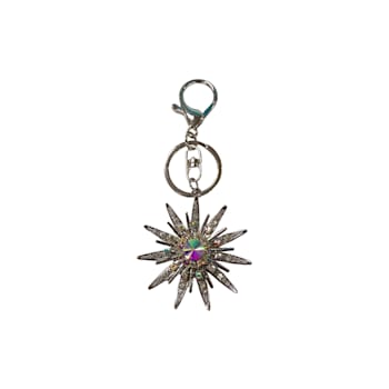 Silver Tone AB and Clear Crystal Celestial Star Keychain