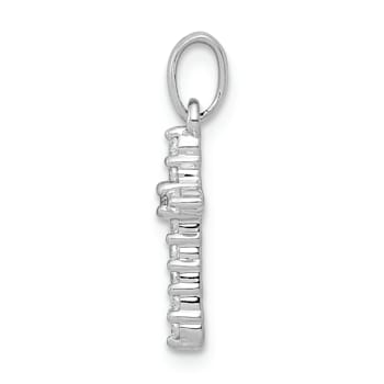 Rhodium Over 14K White Gold Polished Diamond Cross Pendant