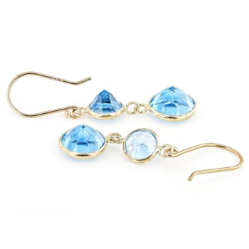 Swiss Blue Topaz 14k Yellow Gold Dangle Earrings 7.00ctw