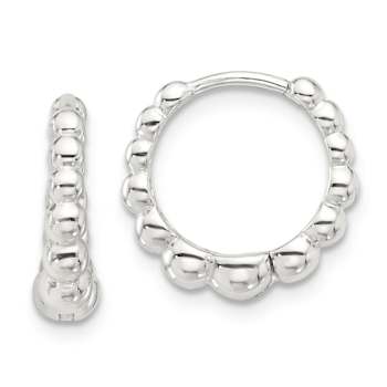 Sterling Silver Beaded Hinged Hoop Earrings