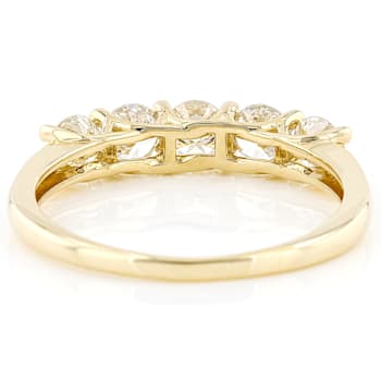 White Lab-Grown Diamond 14k Yellow Gold 5-Stone Band Ring 1.00ctw