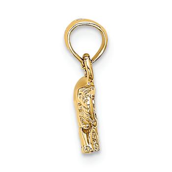 14k Yellow Gold Polished and Textured Small Elephant Charm