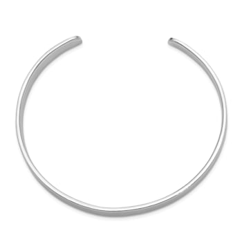 Rhodium Over Sterling Silver Polished 6mm Children's Cuff Bangle