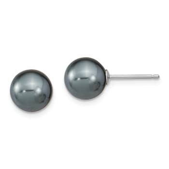 Rhodium Over Sterling Silver 8-9mm White/Black Imitation Shell Pearl
Post 3 Earring Set