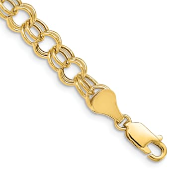 14k Yellow Gold 6mm Double Link Charm Bracelet