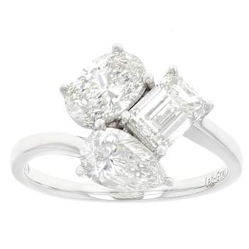 Symbolic Lab-Grown Diamond Multi-Shape Three-Stone Ring In 14K White Gold