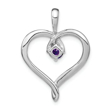 Rhodium Over 14k White Gold Amethyst Heart Pendant