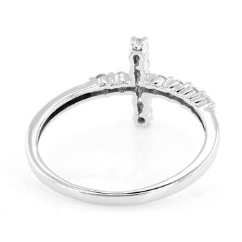 East-West CZ Cross Band Ring In Sterling Silver