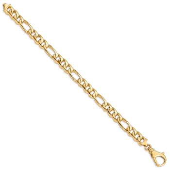 14k Yellow Gold 8.5mm Hand Polished Solid Fancy Link 24 Inch Chain