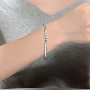 CZ Tennis Bracelet In White Rhodium Over Brass