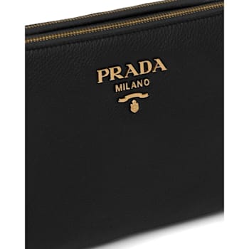 Prada Vitello Phenix Leather Gold Hardware Black Crossbody