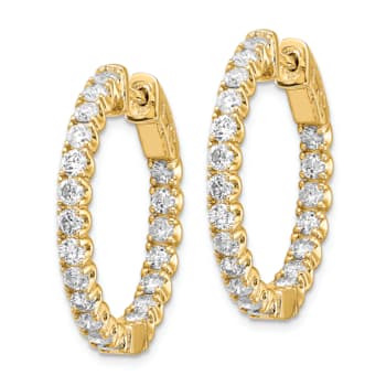 14K Yellow Gold Oro Spotlight Lab Grown Diamond SI+, H+, Round Hoop with
Safety Clasp Earrings