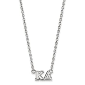 Rhodium Over Sterling Silver LogoArt Kappa Delta Medium Pendant Necklace
