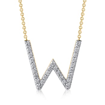 Lab-Grown Diamond Initial W Necklace In 14K Gold Over Sterling Silver 0.50ctw