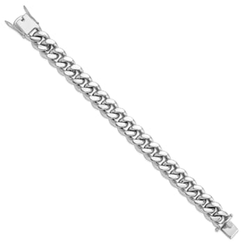 Rhodium Over Sterling Silver Curb Link Men's 8.5 Inch Bracelet