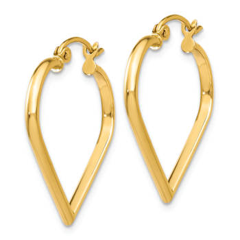 14k Yellow Gold Polished 7/8" Heart Hoop Earrings
