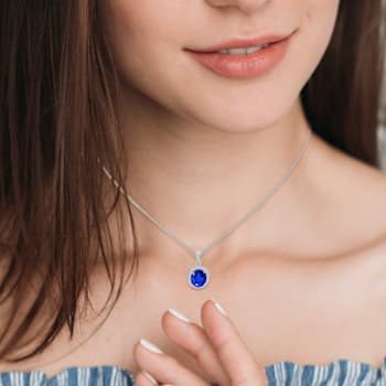 14K White Gold Oval Tanzanite and Diamond Pendant 3.31ctw